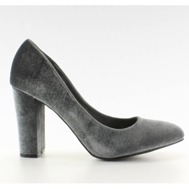 Samtpumps breiten Pfosten LE018 Grau