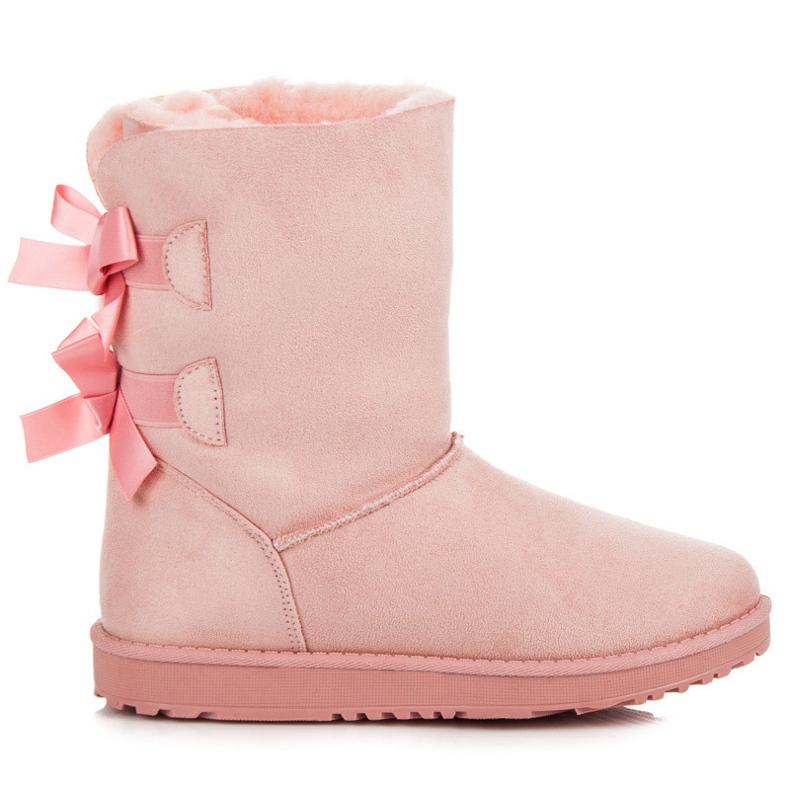 Schneestiefel aus Wildleder mit Schleifen rosa
