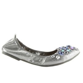 Ballerinas mit Steinen silber C87 silber grau