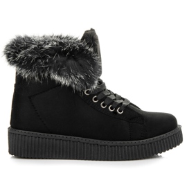 Creepers Stiefel mit Fell schwarz