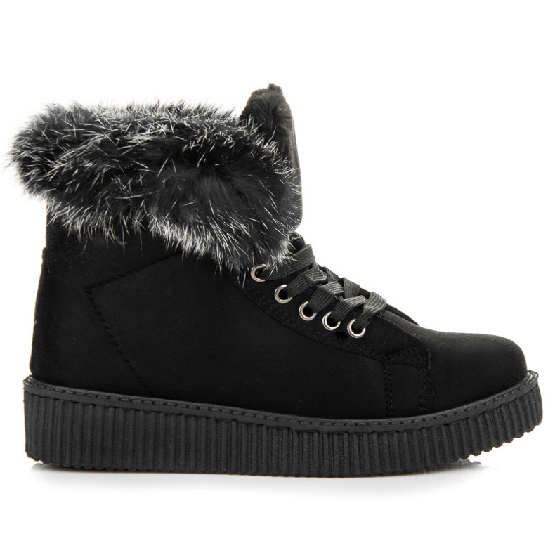 Creepers Stiefel mit Fell schwarz