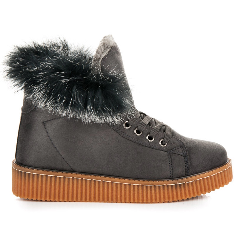 Creepers Stiefel mit Fell grau