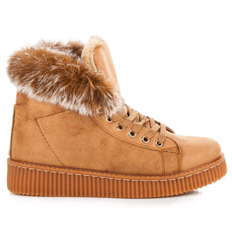 Creepers Stiefel mit Fell braun