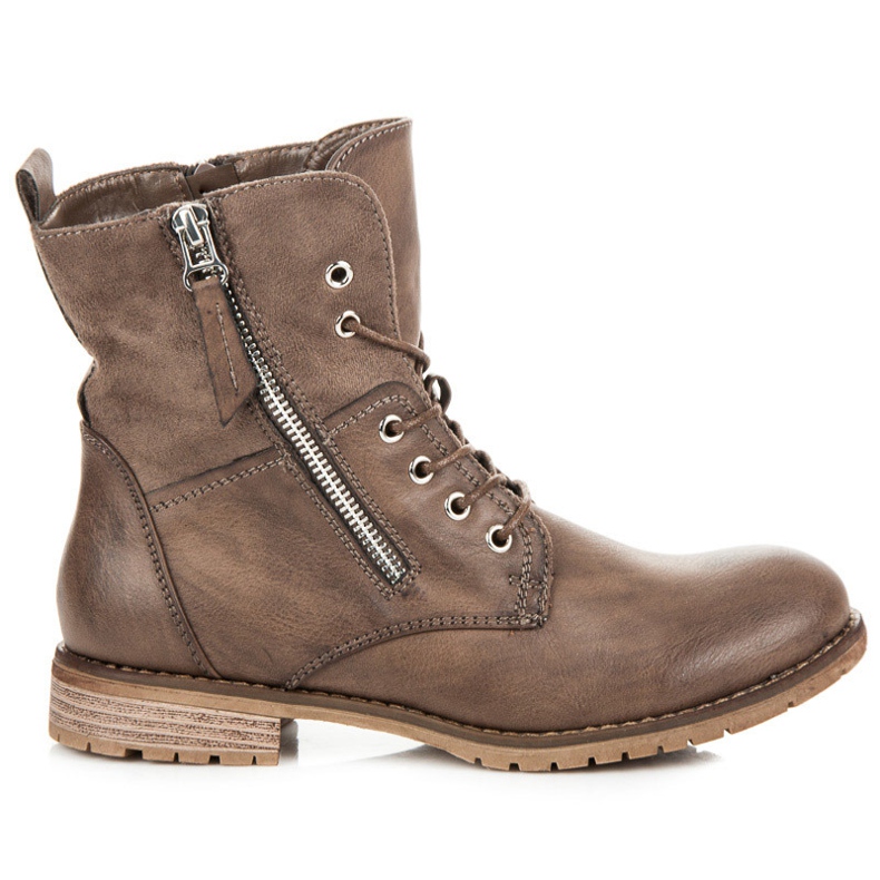 Queentina Arbeiter auf flachen Absätzen braun