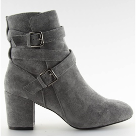 Graue Stiefel mit breitem Absatz CL62 grau