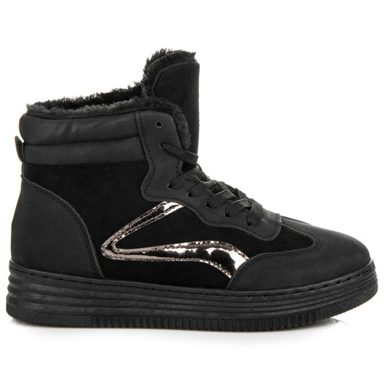 Sportschuhe mit Fell schwarz