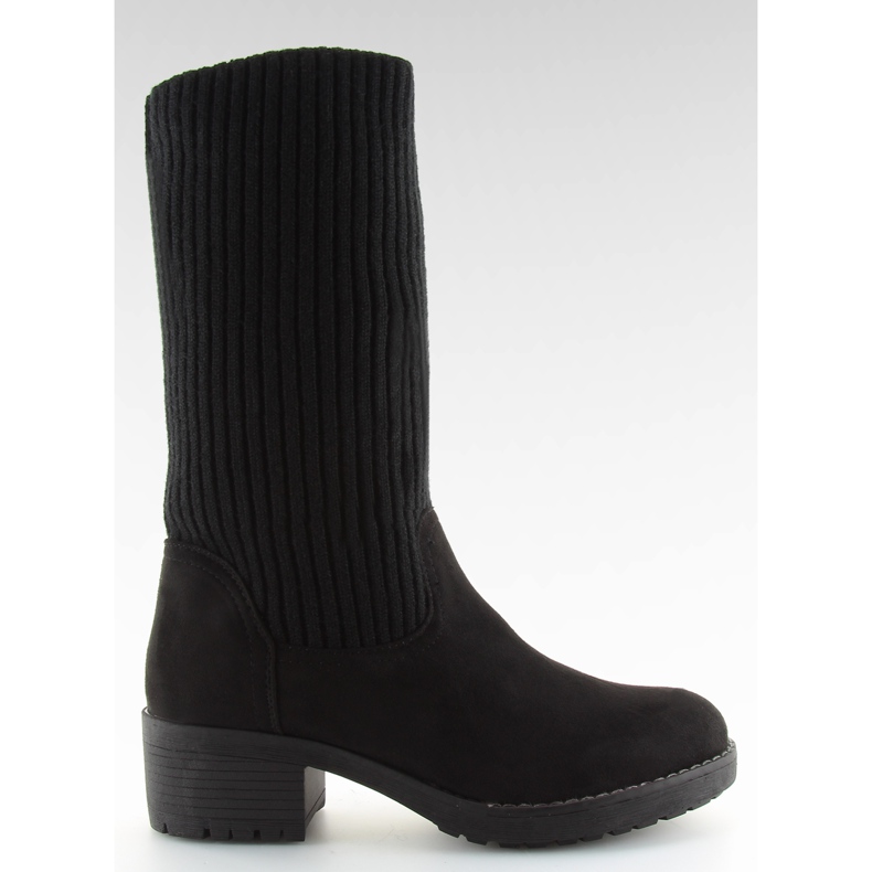 Schwarze Stiefeletten mit gestricktem Obermaterial