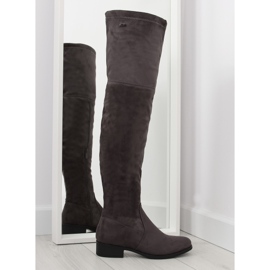 H182 graue Musketierstiefel braun mehrfarbig