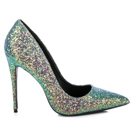Vices Glitzer High Heels Laster grün