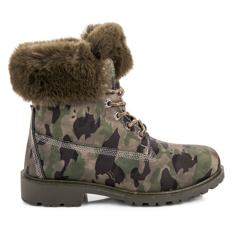Queen Vivi Camo Trapper mit Fell grün