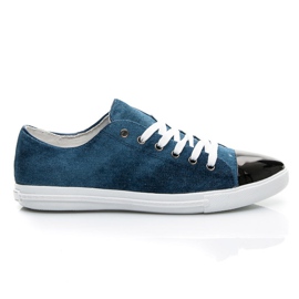 Denim-Turnschuhe mit Metallkappe blau