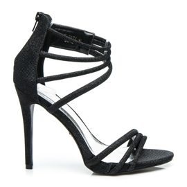 Ideal Shoes Glitzersandalen auf hohem Absatz schwarz