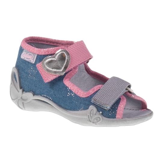 Hausschuhe Sandalen Serduszko Befado 242p074 rosa grau blau