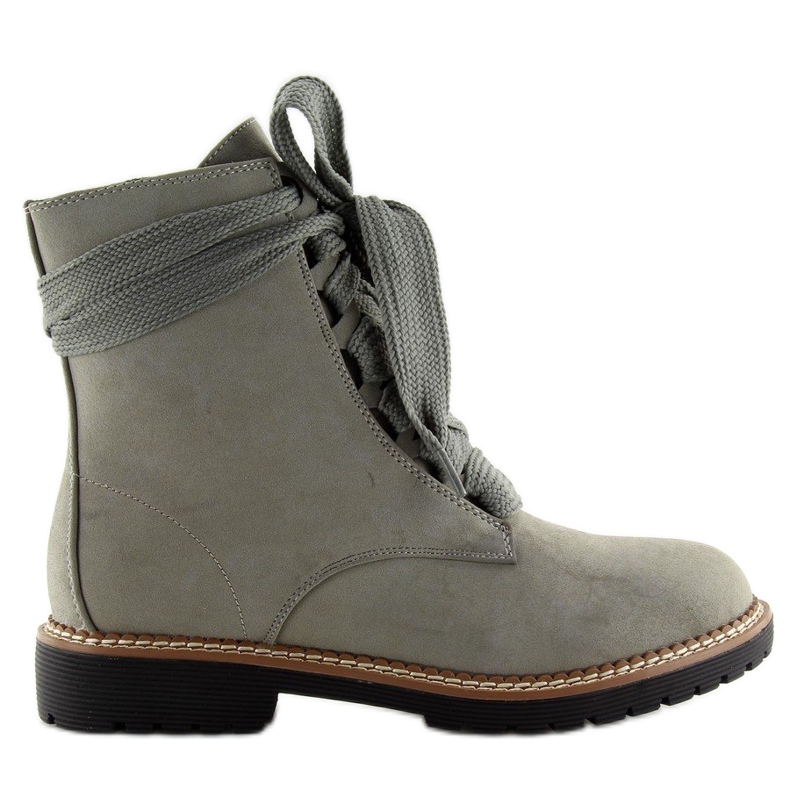 Graue Schnürstiefel 8308 Grau