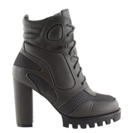 Graue Stiefel mit hohem Absatz 9132 Grau