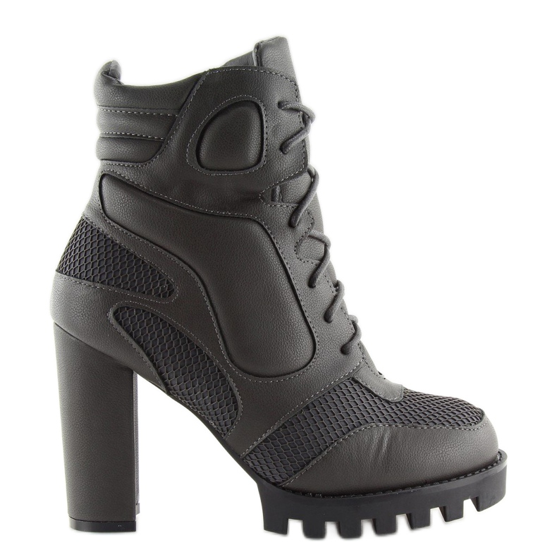 Graue Stiefel mit hohem Absatz 9132 Grau