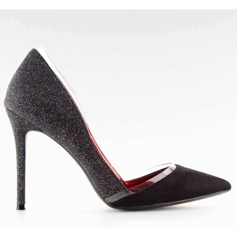 Schwarze Brokatabsätze 5127 schwarz grau