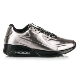 Glänzende Sneaker zum Schnüren grau