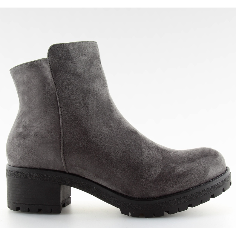 Graue Damenstiefel mit breiten Absätzen