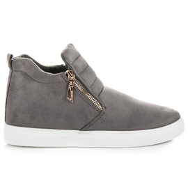 Slip-On-Sneakers aus Wildleder grau