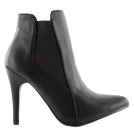 Schwarze Stiefel mit hohem Absatz Mattschwarz 9095-43A