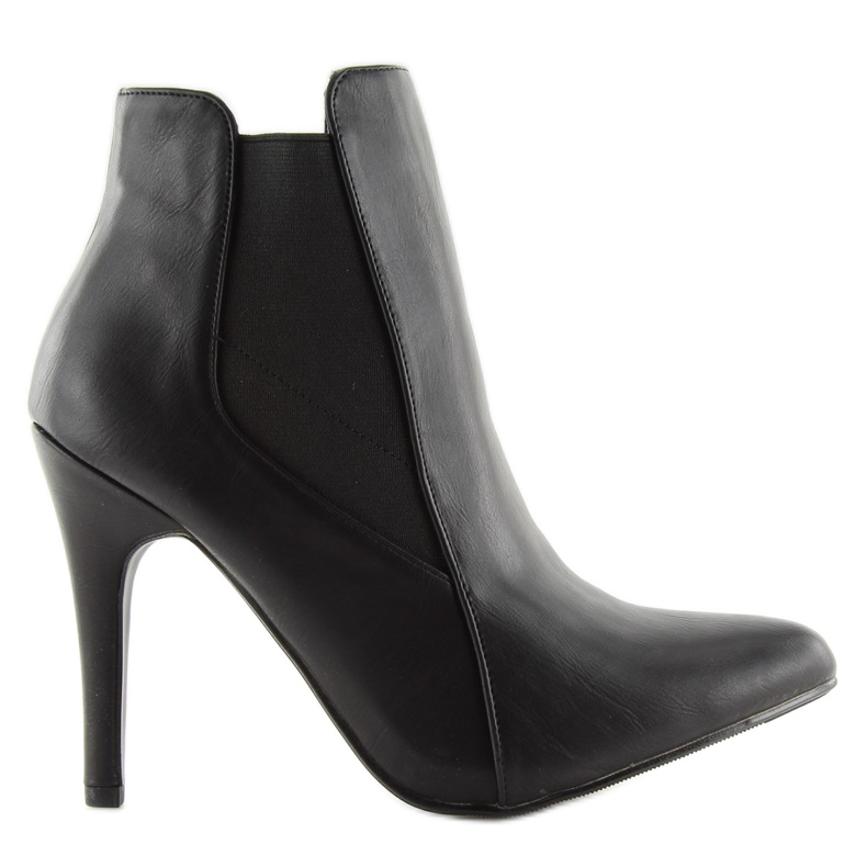 Schwarze Stiefel mit hohem Absatz Mattschwarz 9095-43A