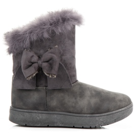 Schneestiefel mit Schleife grau