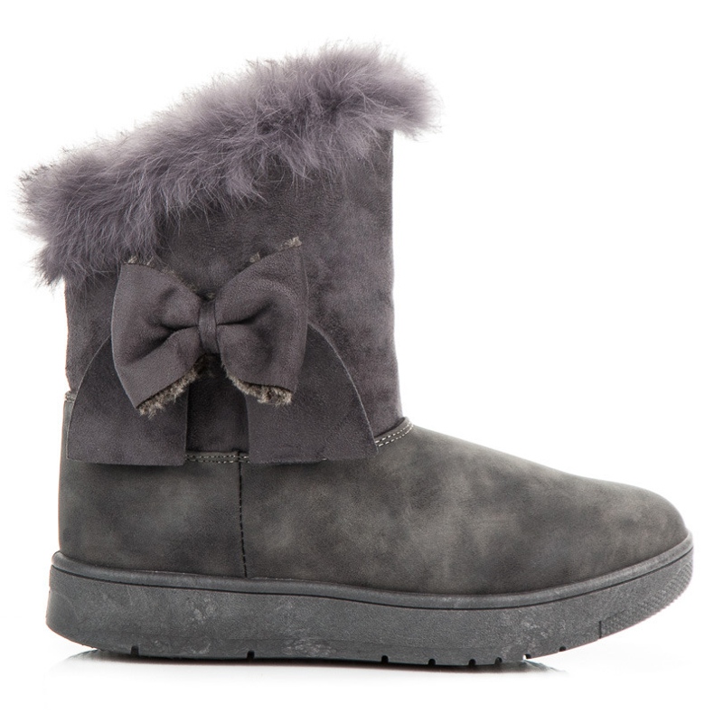 Schneestiefel mit Schleife grau