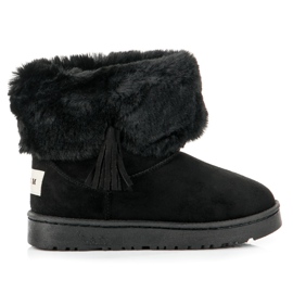 Bella Paris Mukluki mit Fransen schwarz