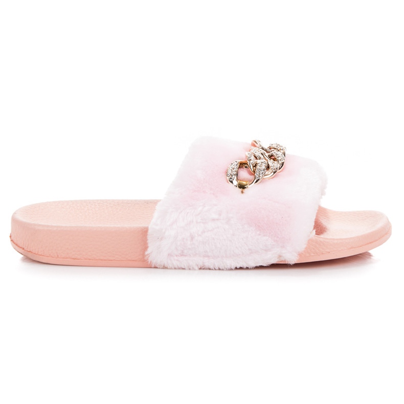 Queen Vivi Pinke Flip-Flops mit Fell rosa