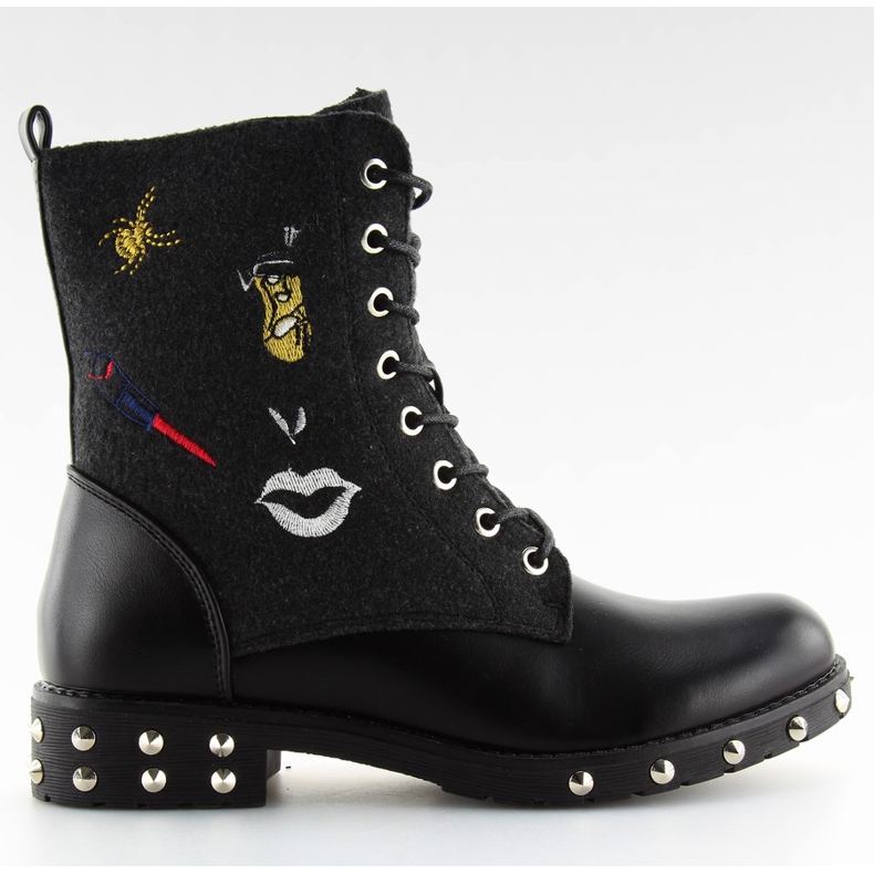 Schwarze Stiefel mit Filzoberteil