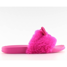 Pelzhausschuhe mit Ohren fuchsia fuchsia rosa