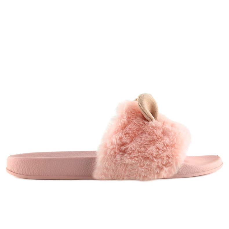 Pelzhausschuhe mit Ohren rosa LS-02 rosa