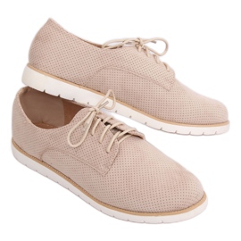 Beige geschnürte Damenloafer T297 Beige