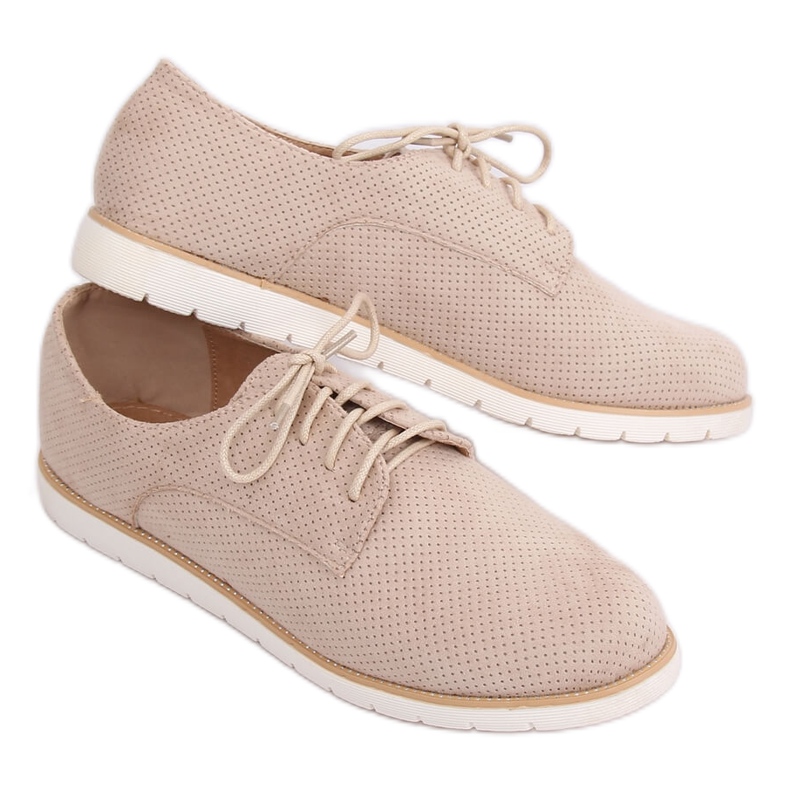 Beige geschnürte Damenloafer T297 Beige