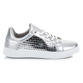 Silber geknotete Turnschuhe grau
