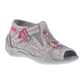 Befado Kinderschuhe 213p103 Hausschuhe grau rosa