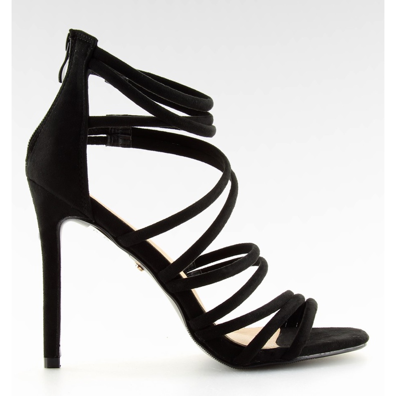 Schwarz LE039 schwarze Sandalen auf hohem Absatz