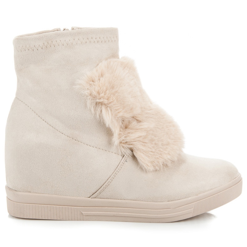 Keilturnschuhe mit Fell braun