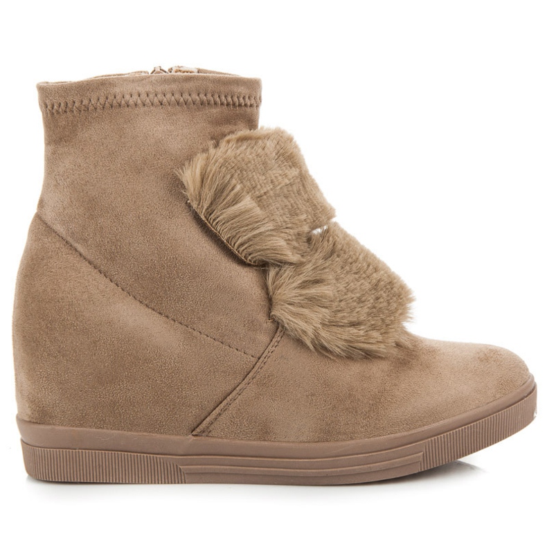 Keil Turnschuhe mit Fell braun