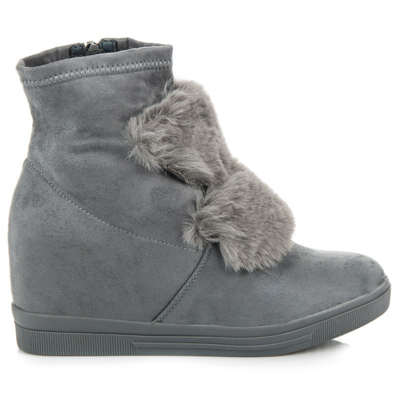 Keilturnschuhe mit Fell grau