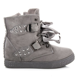 Turnschuhe mit Schleifen grau