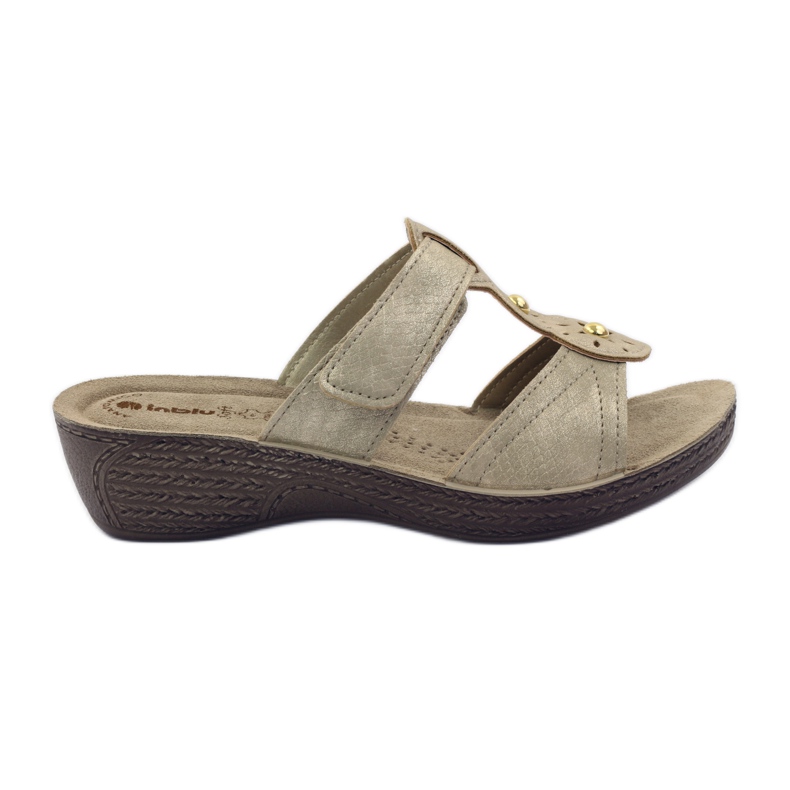 Goldene Inblu GL086 Hausschuhe mit Klettverschluss gelb braun