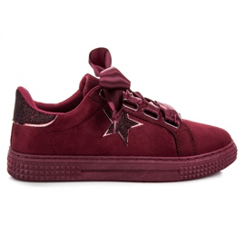 Bordo Wildleder gebundene Turnschuhe rot
