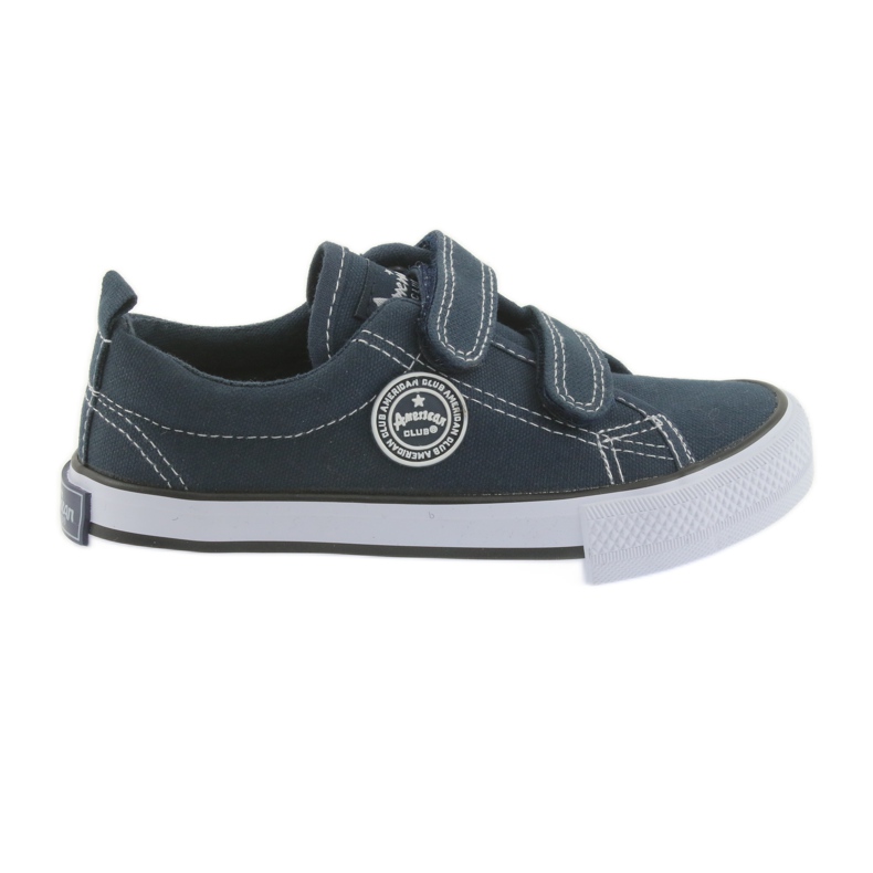 Marineblaue Turnschuhe American Club mit zwei Klettverschlüssen weiß navy blau