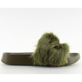 Grüne S37 grüne Hausschuhe mit Fell