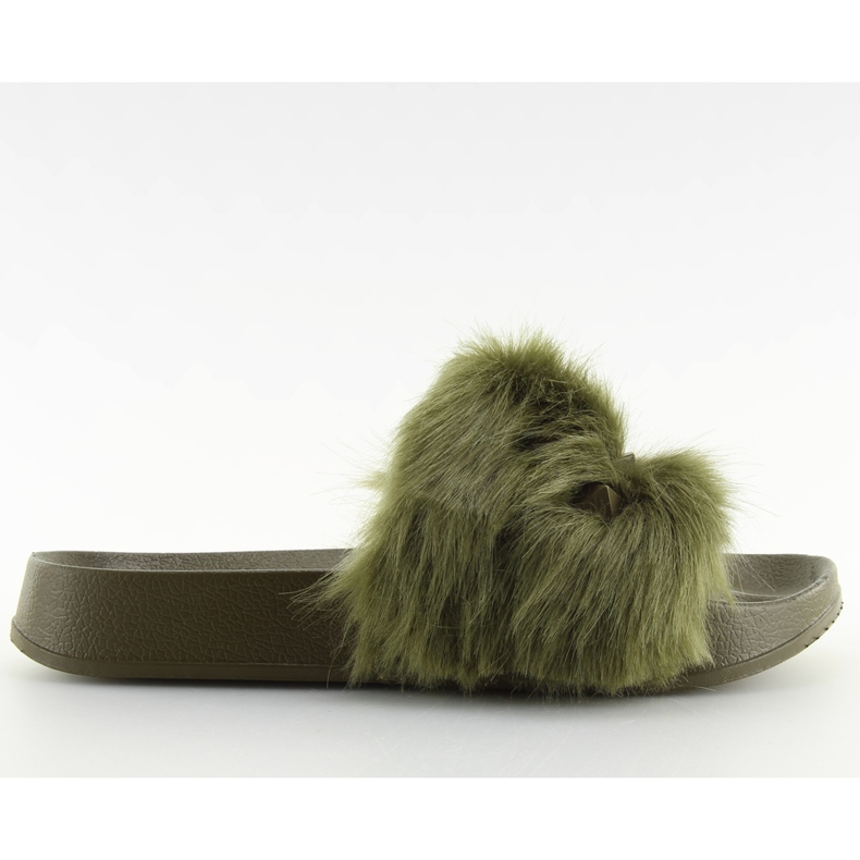 Grüne S37 grüne Hausschuhe mit Fell