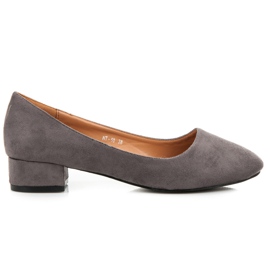 Wildlederpumps mit niedrigem Absatz grau