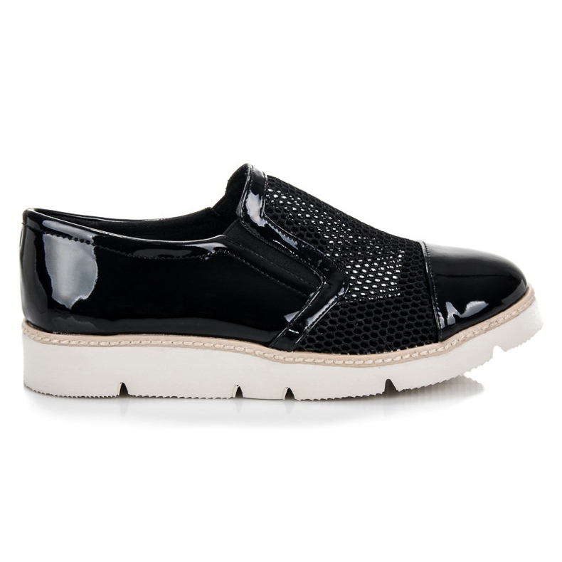 Vinceza Lackierte Schuhe mit Mesh schwarz