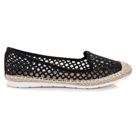 Vinceza Durchbrochene Ballerina-Espadrilles schwarz